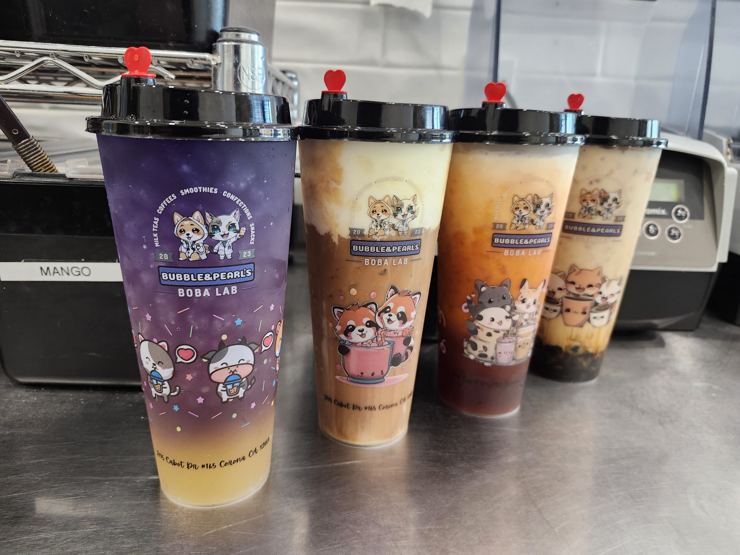 Drink lineup for catering at Bubble & Pearl's Boba Lab